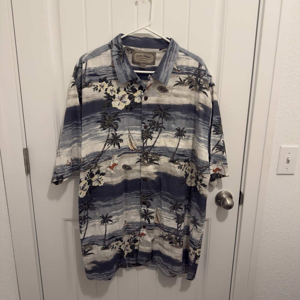 Palm Island Clothing Co. Men's Hawaiian Button Up Shirt Size XXL